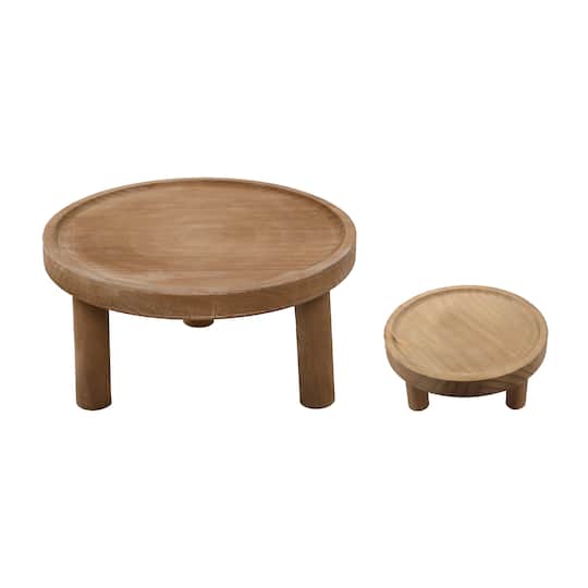 Flora Bunda 10" & 7" Footed Wood Plant Stand Set